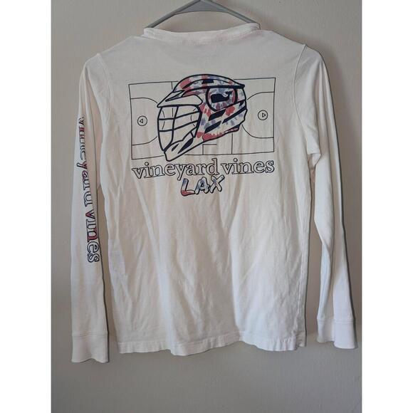 Vineyard Vines Shirt Boys Size Small White Long Sleeve Chest Pocket Graphic Logo - Picture 4 of 5